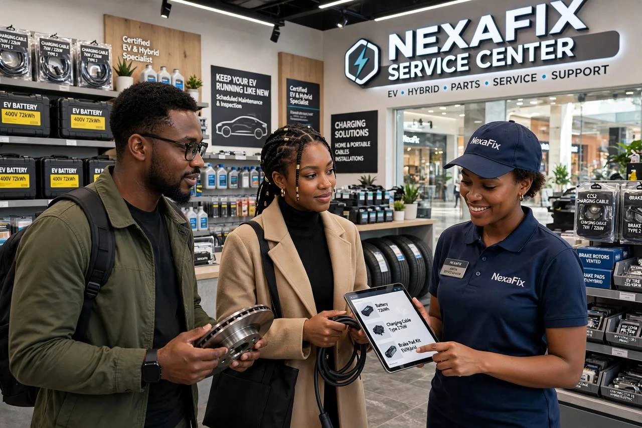 Customers with a NexaFix advisor at a service centre